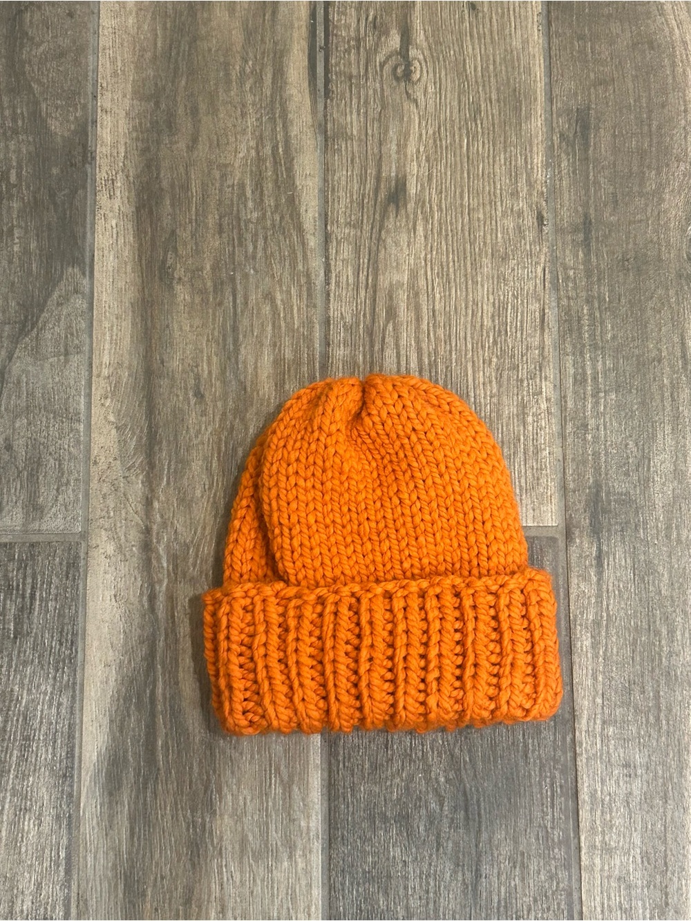 Handmade Unisex Cozy Pumpkin/Halloween/Fall Knit Wool Chunky Cuff Beanie 12” NEW
